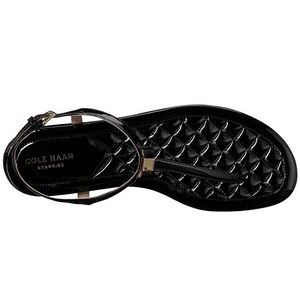 Cole Haan Tali Mini Bow Sandal Black Patent Size 8